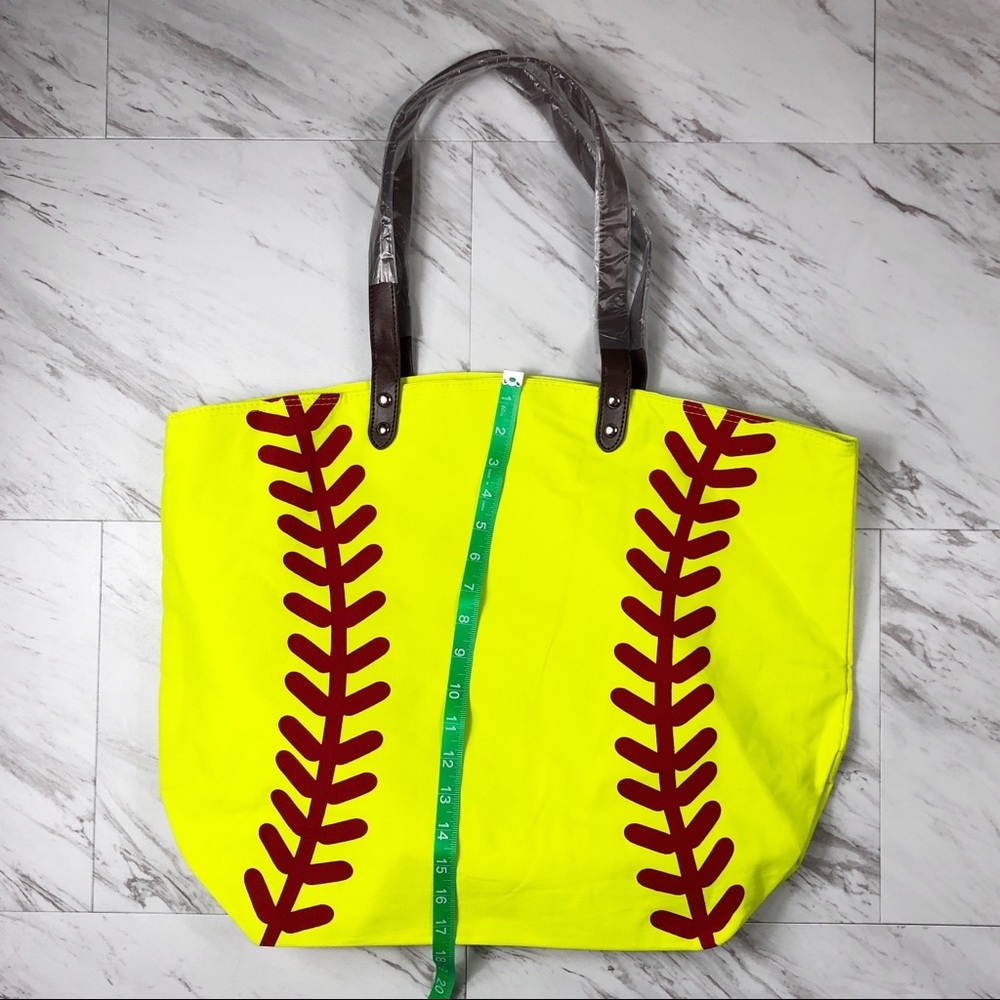 Bright Yellow Canvas Tote with Softball Design! - Picture 6 of 8